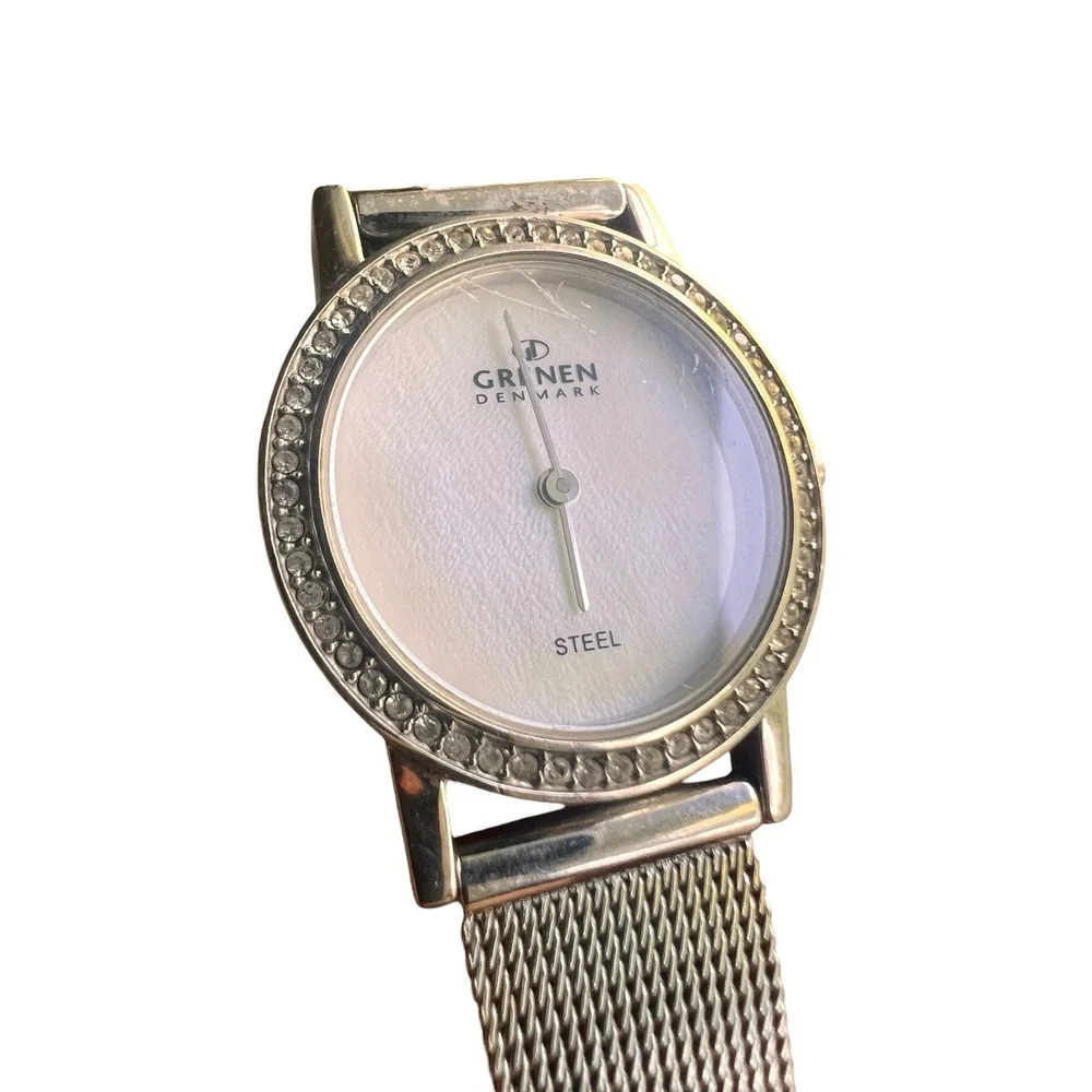 Grenen Denmark M34SSSW Womens Quartz Mesh Steel Watch Crystal Bezel New Battery
